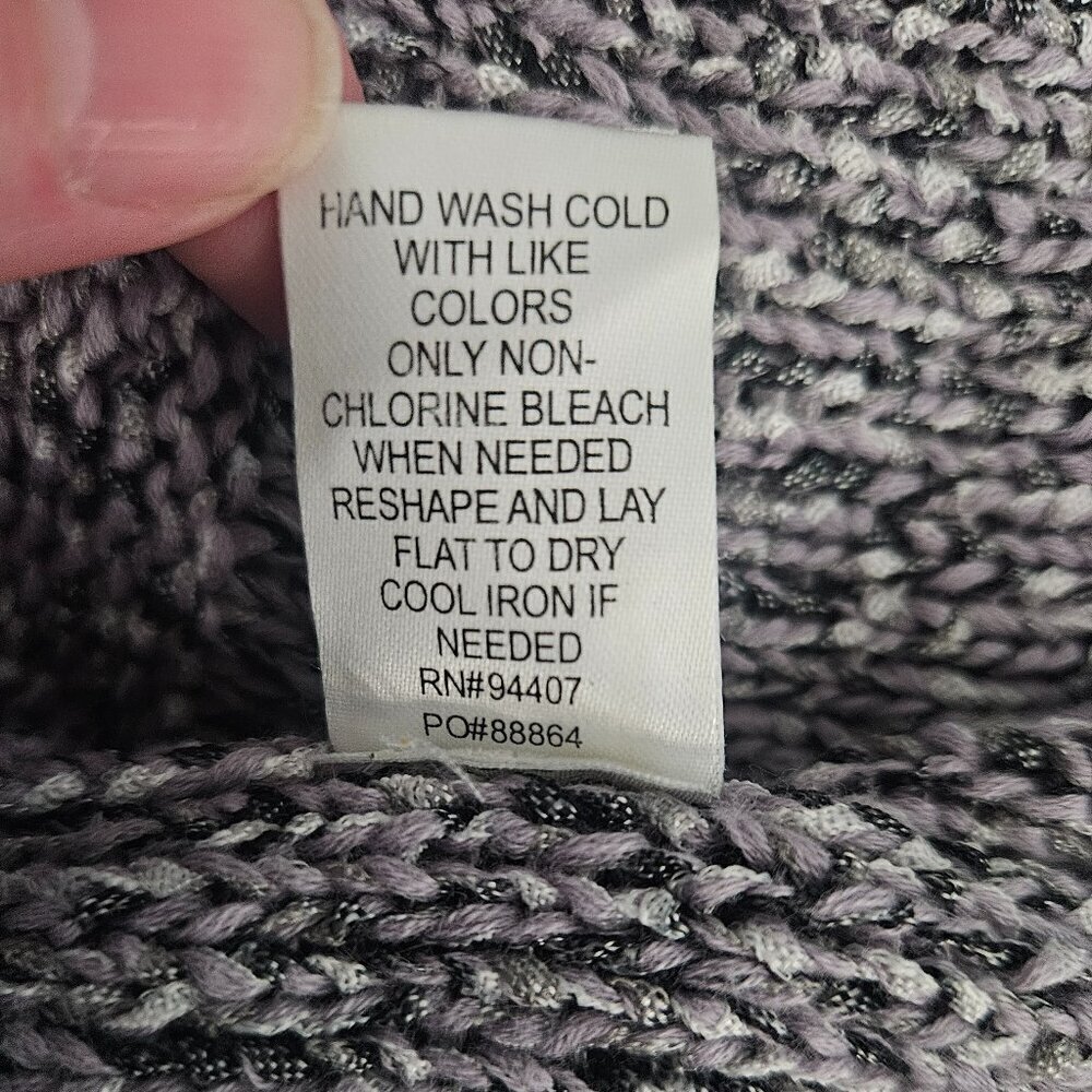 Travel Smith Long Sleeve Layering Purple Black Medium Knit Cardigan - Picture 9 of 11